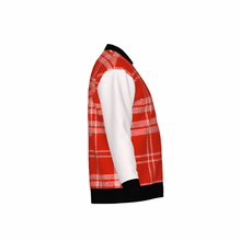 Load image into Gallery viewer, Silver Fox Luxury Cardigan in English Plaid - Bleach, Black & Chili