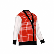 Load image into Gallery viewer, Silver Fox Luxury Cardigan in English Plaid - Bleach, Black & Chili