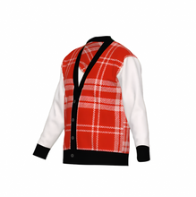 Load image into Gallery viewer, Silver Fox Luxury Cardigan in English Plaid - Bleach, Black & Chili