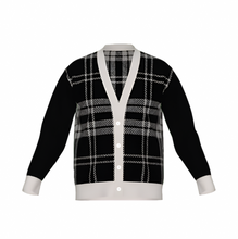 Load image into Gallery viewer, Silver Fox Luxury Cardigan in English Plaid - Black & Bone