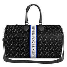 Load image into Gallery viewer, Silver Fox Luxury "Weekender" Leather Duffle Bag - Classic w/ Neon Blue Accent