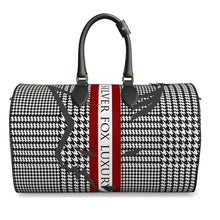 Load image into Gallery viewer, Silver Fox Luxury "Weekender" Leather Duffle Bag in Houndstooth