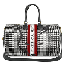 Load image into Gallery viewer, Silver Fox Luxury "Weekender" Leather Duffle Bag in Houndstooth