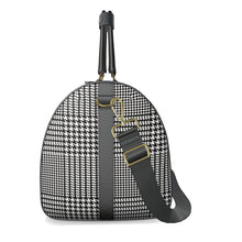 Load image into Gallery viewer, Silver Fox Luxury "Weekender" Leather Duffle Bag in Houndstooth