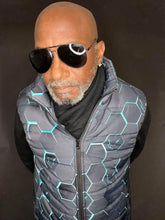 Load image into Gallery viewer, Silver Fox Luxury Puffer Vest in Blue Cyber