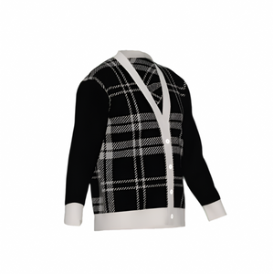 Silver Fox Luxury Cardigan in English Plaid - Black & Bone