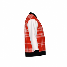 Load image into Gallery viewer, Silver Fox Luxury Cardigan in English Plaid - Bleach, Black &amp; Chili