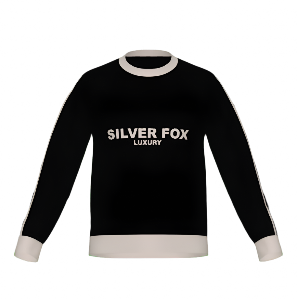 Silver Fox Luxury Black Slim-Fit Crewneck Sweater