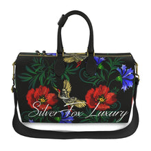 Load image into Gallery viewer, Silver Fox Luxury "Weekender" Leather Duffle Bag in Nocturne Garden