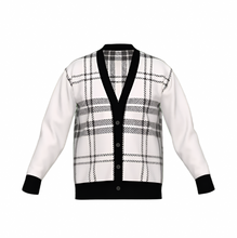 Load image into Gallery viewer, Silver Fox Luxury Cardigan in English Plaid - Bleach &amp; Black