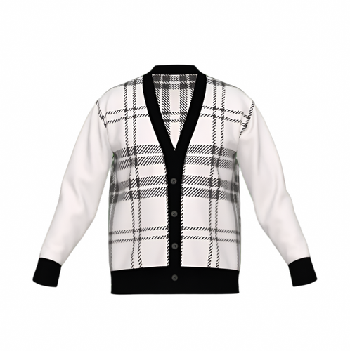 Silver Fox Luxury Cardigan in English Plaid - Bleach & Black