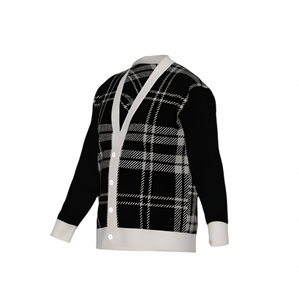 Silver Fox Luxury Cardigan in English Plaid - Black & Bone