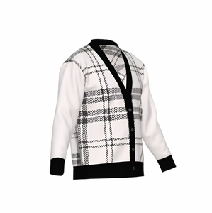 Silver Fox Luxury Cardigan in English Plaid - Bleach & Black