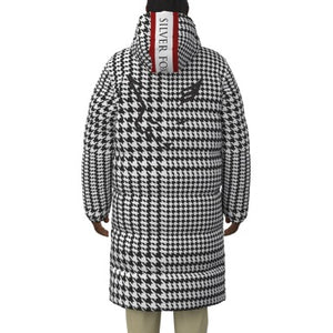 Silver Fox Luxury Duck-Down Puffer in Houndstooth