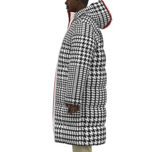 Silver Fox Luxury Duck-Down Puffer in Houndstooth