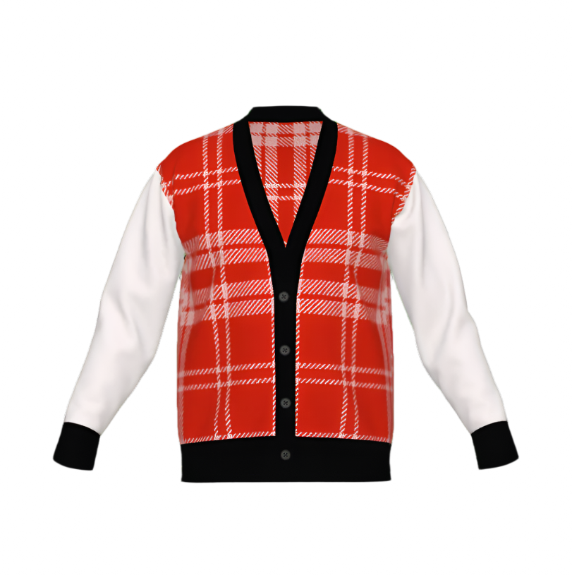 Silver Fox Luxury Cardigan in English Plaid - Bleach, Black & Chili