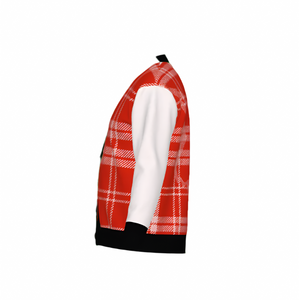 Silver Fox Luxury Cardigan in English Plaid - Bleach, Black & Chili