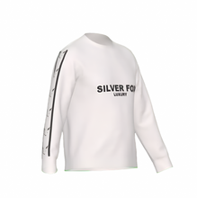 Load image into Gallery viewer, Silver Fox Luxury Bleach on Black Slim-Fit Crewneck