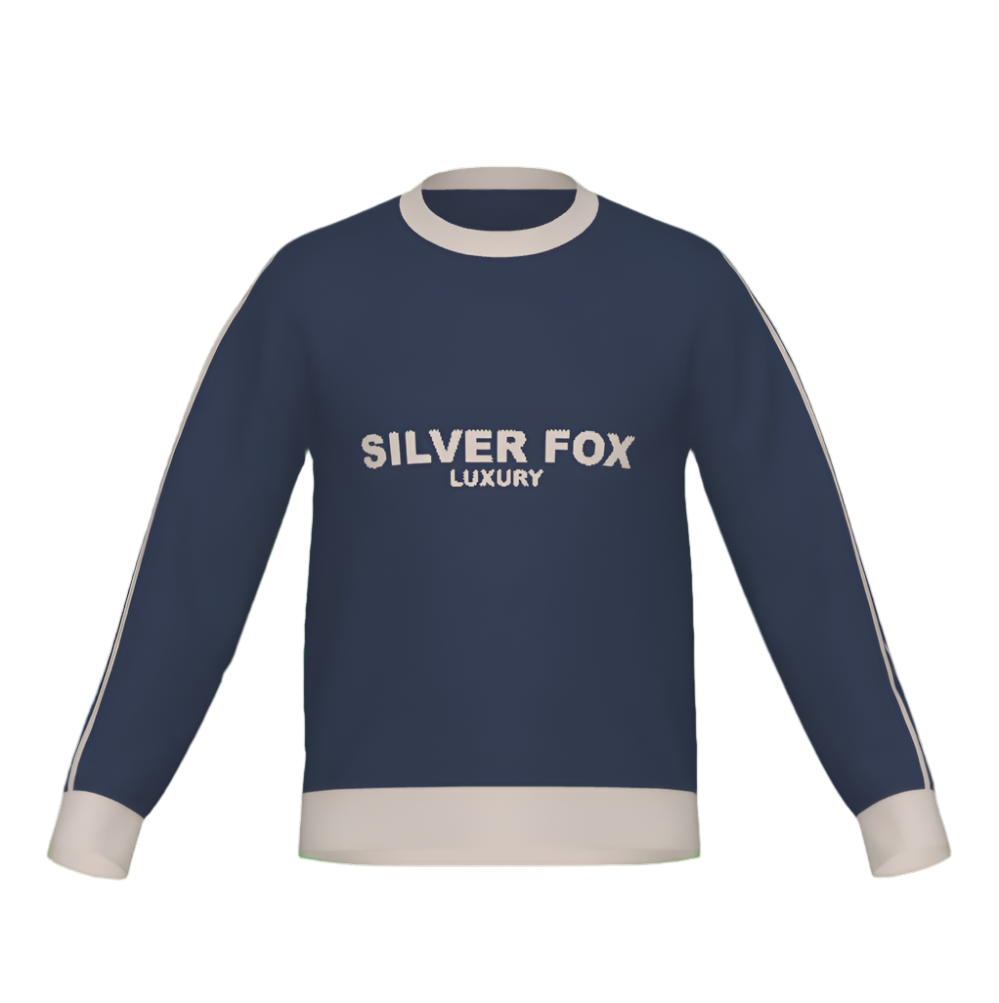 Silver Fox Luxury Navy Slim-Fit Crewneck Sweater