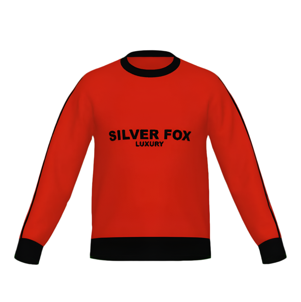 Silver Fox Luxury Red Slim-Fit Crewneck Sweater