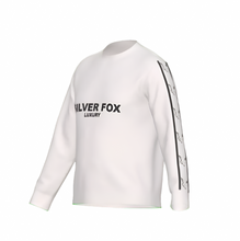 Load image into Gallery viewer, Silver Fox Luxury Bleach on Black Slim-Fit Crewneck