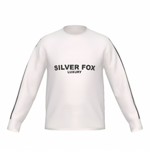 Load image into Gallery viewer, Silver Fox Luxury Bleach on Black Slim-Fit Crewneck