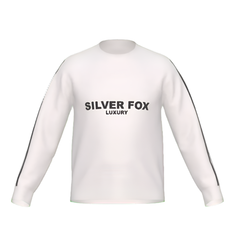 Silver Fox Luxury Bleach on Black Slim-Fit Crewneck