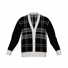 Load image into Gallery viewer, Silver Fox Luxury Cardigan in English Plaid - Black &amp; Bone