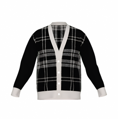 Silver Fox Luxury Cardigan in English Plaid - Black & Bone