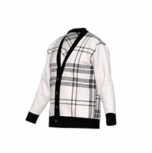 Load image into Gallery viewer, Silver Fox Luxury Cardigan in English Plaid - Bleach &amp; Black