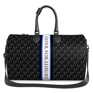 Silver Fox Luxury "Weekender" Leather Duffle Bag - Classic w/ Neon Blue Accent