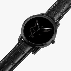 Silver Fox Luxury Classic Leather Quartz Watch - Black-on-Black Collection