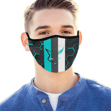 Load image into Gallery viewer, Silver Fox Blue Cyber Striped Face Mask (Set of 3)