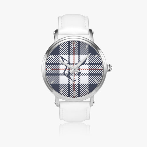 Silver Fox Luxury Leather Watch - Signature Plaid