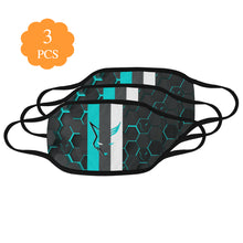 Load image into Gallery viewer, Silver Fox Blue Cyber Striped Face Mask (Set of 3)