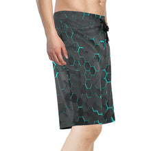Load image into Gallery viewer, Silver Fox Blue Cyber Board Shorts