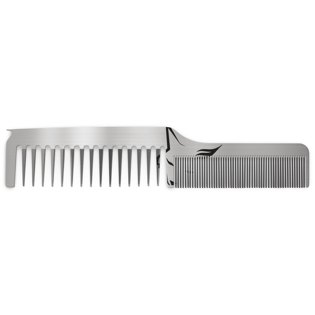 Silver Fox Luxury Dual-Tooth Stainless Comb w/ Parting Tip