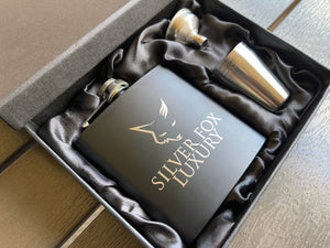 Silver Fox Luxury Flask & Shot Set