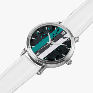 Silver Fox Luxury Leather Watch - Blue Cyber