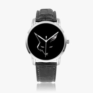 Silver Fox Luxury Classic Leather Quartz Watch - Black