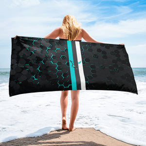 Silver Fox Luxury Blue Cyber Beach Towel